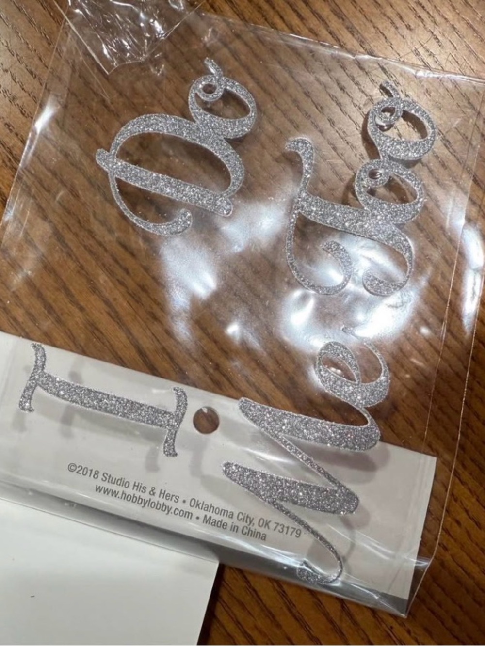 Silver Glitter Script Cake Topper - 'Mr & Mrs' Style